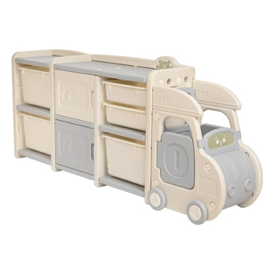 Стеллаж для игрушек с ящиками Pituso Машинка Max YYT876-grey Серый-бежевый 01